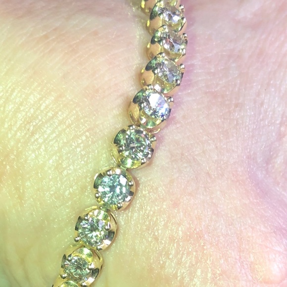 7.01ctw 14kt Yellow Gold,  Italian made Tennis Bracelet 7.5”, NWT & appraisal - Picture 1 of 7